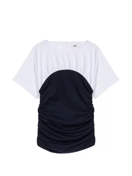 Scurt tricou Maje cu volane alb
