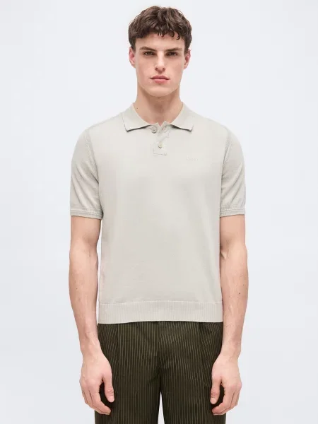 BOSS Orange polo tričko pánske s bavlnou sivá