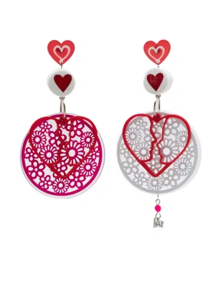 Cercei Amir Slama cu motiv cu inimi roșu