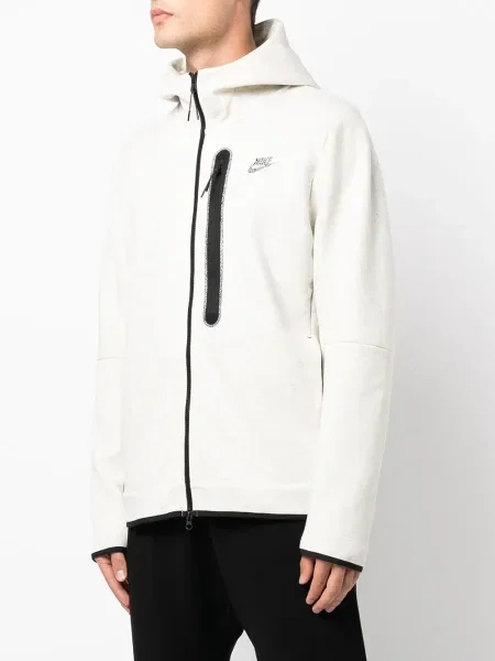 Hanorac cu glugă Nike din fleece alb