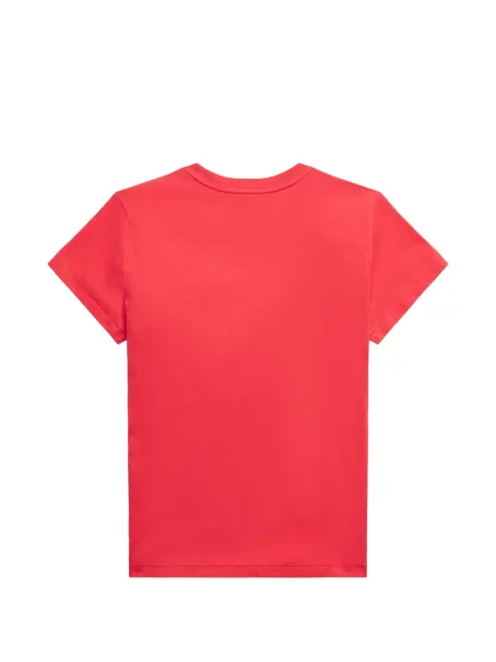 Fleece polo Polo Ralph Lauren με κέντημα με λαιμόκοψη v κόκκινο
