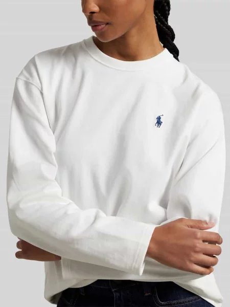 Bluzki z długim rękawem o kroju relaxed fit z czystej bawełny Polo Ralph Lauren biała