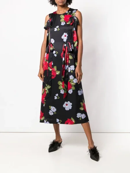 Rochie Simone Rocha cu funde cu model floral negru
