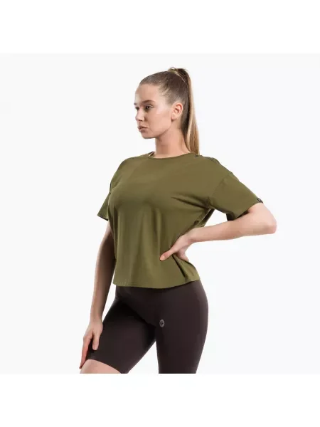 Дамска тренировъчна тениска Gym Glamour V Khaki зелено