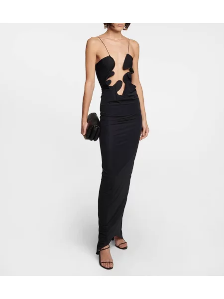 Rochie maxi Christopher Esber din jerseu de costum negru