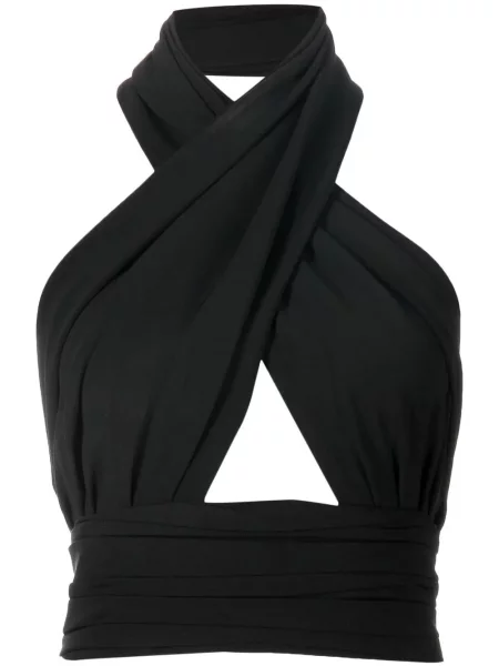 Top Bambah cu gât halter negru