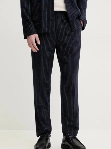 A.P.C. pantaloni de lana pantalon pieter barbati marin drept albastru