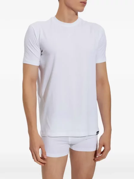 Tricou Dsquared2 cu decolteu rotund cu autograf alb