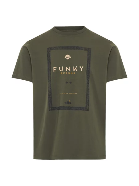 Funky Buddha Tricou bej deschis / galben curry / oliv negru