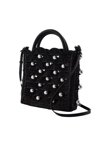 Torebka crossbody Rabanne skórzana z perełkami czarna