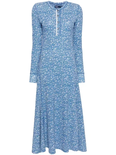 Długie spodnie Polo Ralph Lauren z dżerseju zwężane niebieskie