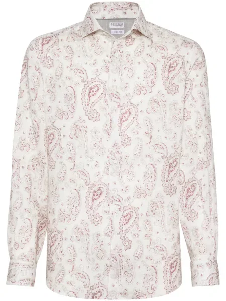 Cămașă Brunello Cucinelli de in cu imagine cu model paisley