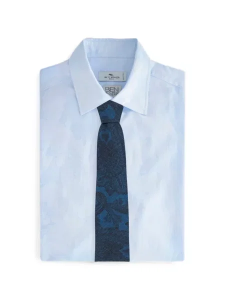 Cravată Etro cu model floral din jacard albastru