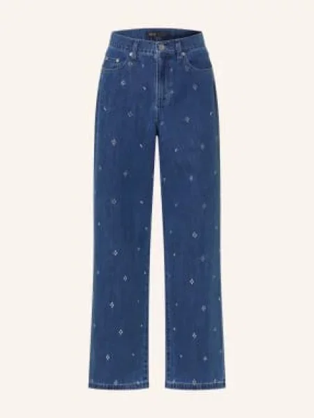 Maje Proste Dżinsy Z Kamieniami Ozdobnymi blau niebieskie