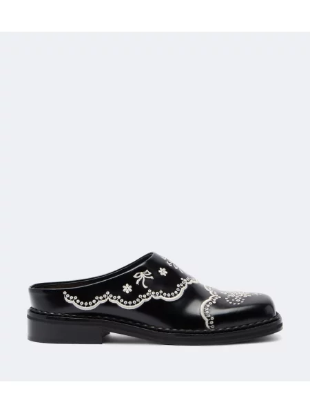 Papuci tip mules Simone Rocha cu broderie din piele negru
