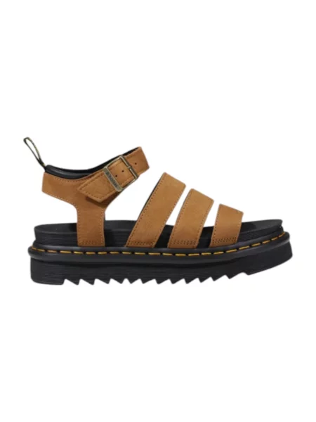 Dr. Martens sandały zamszowe Blaire Sandal brązowy na platformie beżowe