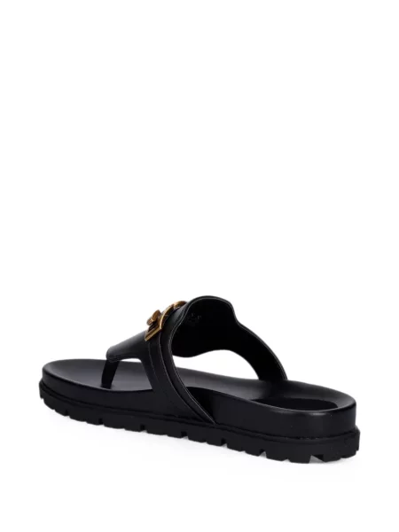 Șlapi Guess din piele cu autograf negru