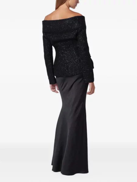 Rochie maxi Self-portrait din satin negru