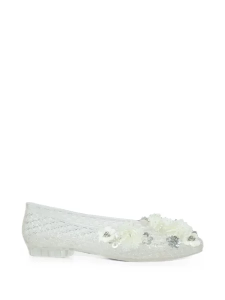 Balerini Heavenly Jelly cu model floral cu aplicații alb