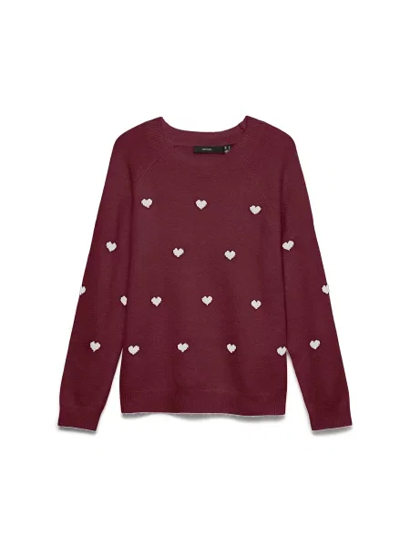 VERO MODA Pulover VMDoffy roșu vin alb