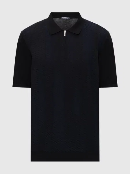 Поло із шовком у візерунок смужка Bertolo Cashmere чорне
