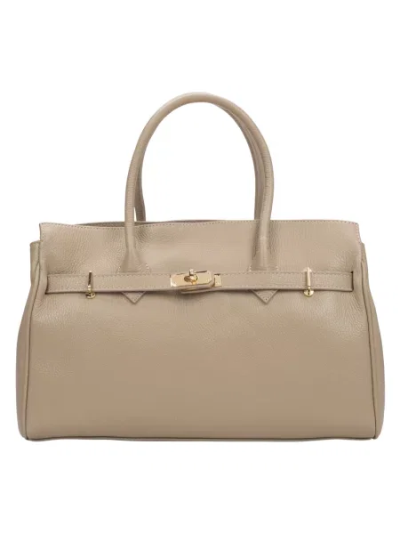 Torebka Estro skórzana beżowa