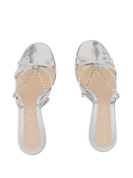 Sandale Gucci cu toc înalt de cristal gri