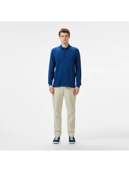 Lacoste Koszulka Polo Smart Paris Z Długim Rękawem I Rozciągliwą Bawełnianą Pique granatowa