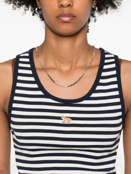 Top Maison Kitsune cu dungi albastru