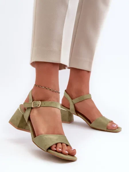 Sandali Evento iz semiša blok peta zelena