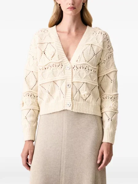 Cardigan Fracomina cu model floral tricotate cu aplicații