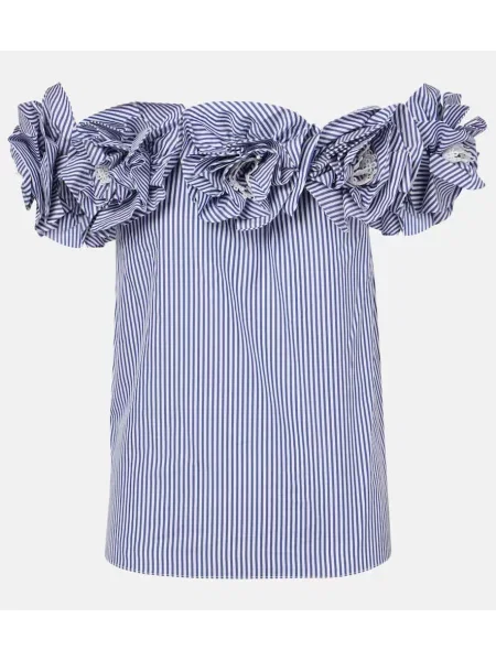 Top Carolina Herrera cu dungi albastru