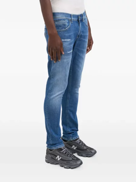 Straight fit džíny Dondup s oděrkami modré