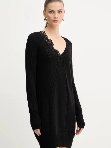 Obleka z dodatkom volne Ermanno Scervino črna