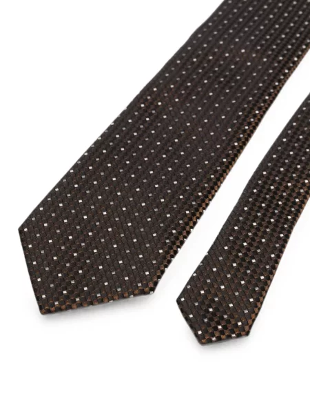 Cravată Tom Ford de mătase cu imprimeu geometric maro