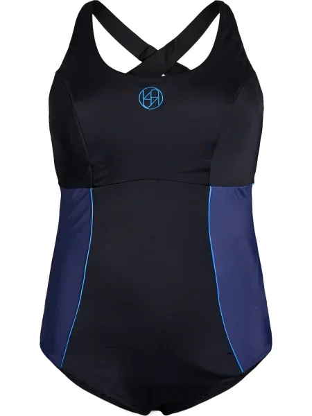 Swim by Zizzi Športne enodelne kopalke SSPORT modra / azur črna