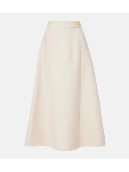 Fustă midi Valentino de lână alb