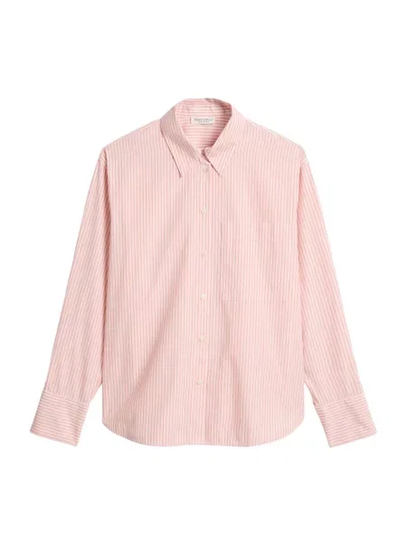 Koszula oversize Marc O'polo w paski popelinowa różowa