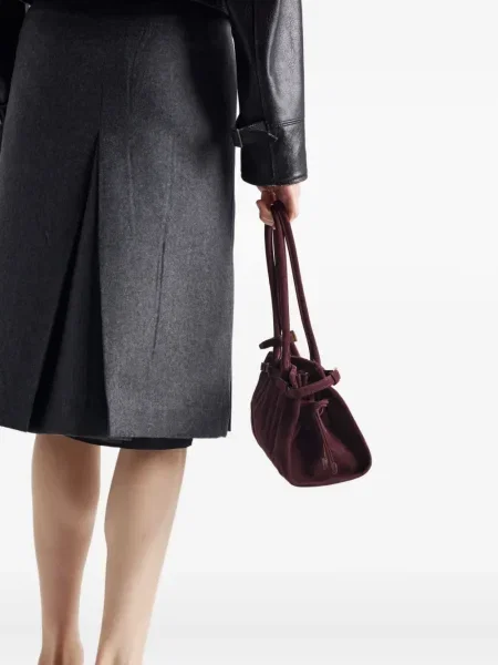 Fusta plisata Prada plisată de flanelă gri