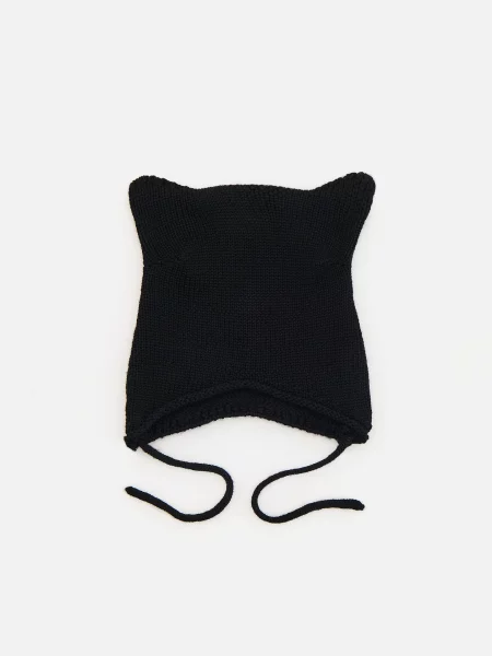 Reserved Căciulă de lână cu urechi negru