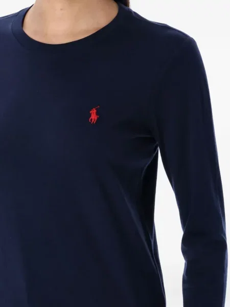 Tricou Polo Ralph Lauren lung cu decolteu în V albastru
