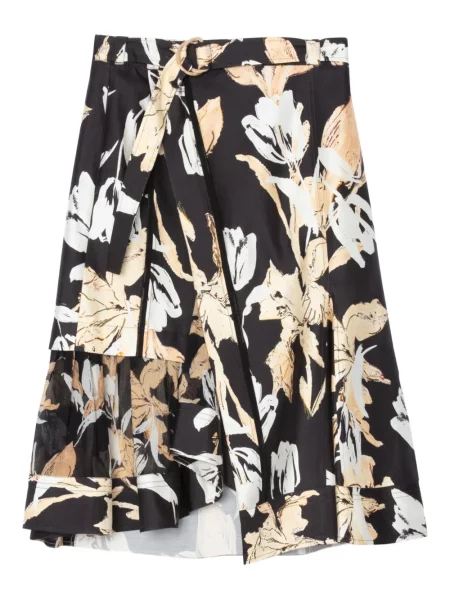 Fustă 3.1 Phillip Lim cu model floral cu imagine negru