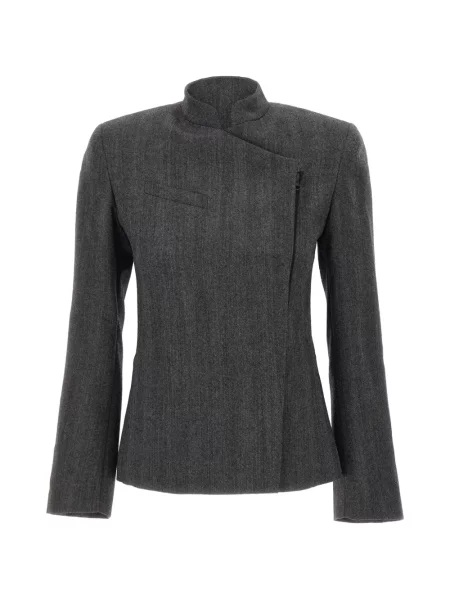Geacă Coperni asimetrică cu model herringbone gri
