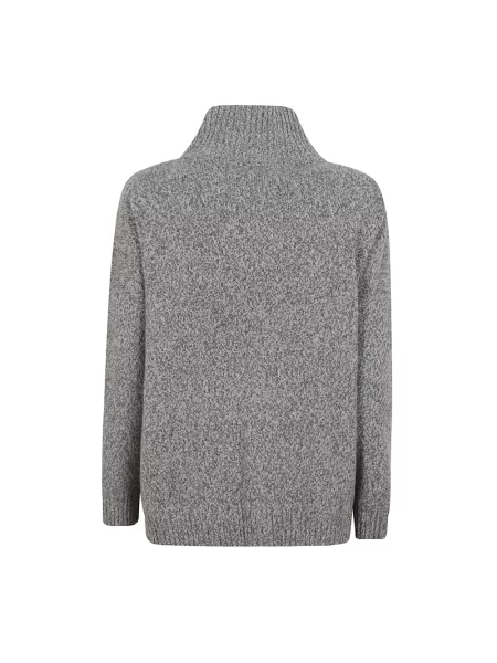 Lniany sweter z golfem Weekend Max Mara szary
