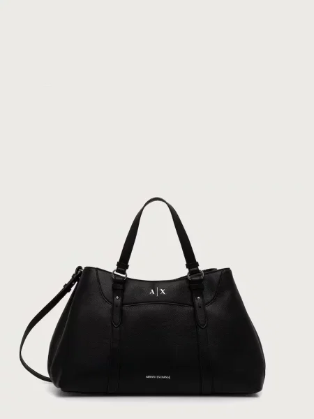 Armani Exchange geantă shopper pentru femei cu imitație de piele negru