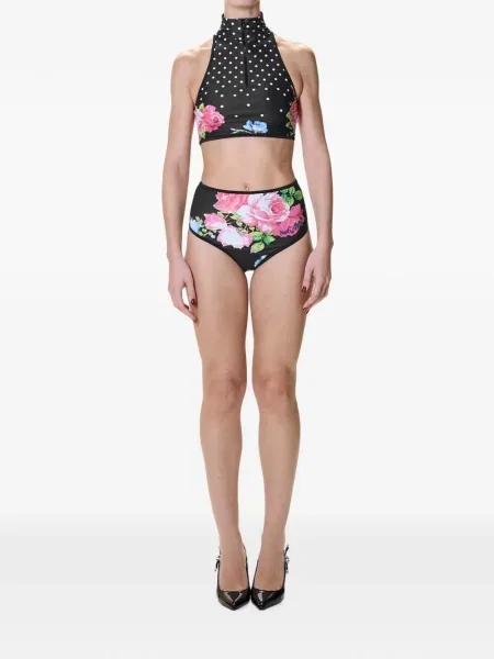 Bikini Moschino cu model floral negru