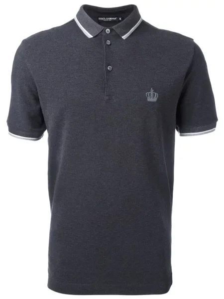 Tricou polo Dolce & Gabbana cu broderie gri
