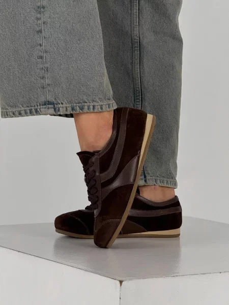 Кожаные кеды 105.store коричневые