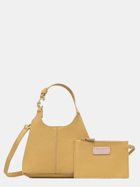 Coccinelle crossbody kabelka kožená žlutá