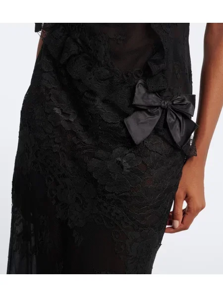 Rochie midi Alessandra Rich cu funde din dantelă negru